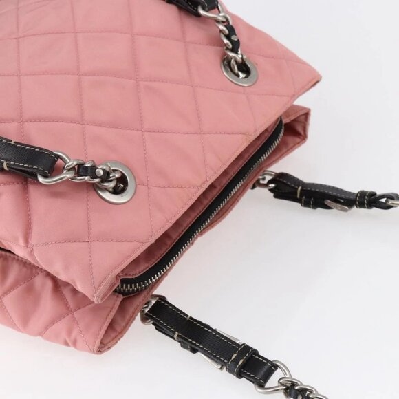 PRADA Quilted Chain Tote Bag Nylon Pink Silver - Picture 8 of 15
